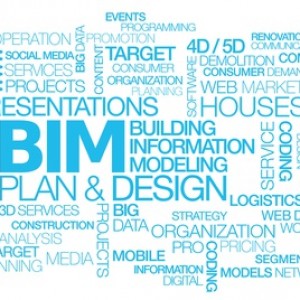 Building information modeling (BIM) words tag cloud text